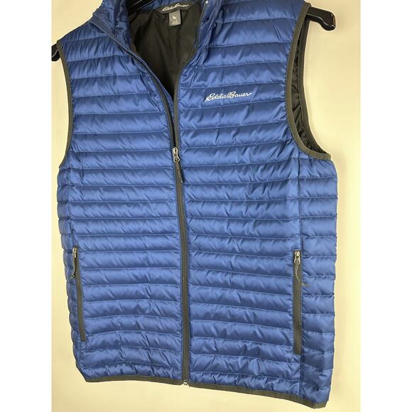 Eddie Bauer Down Puffer Vest Full Zip Quilted EB700 Blue Men's Size Small - Picture 4 of 11